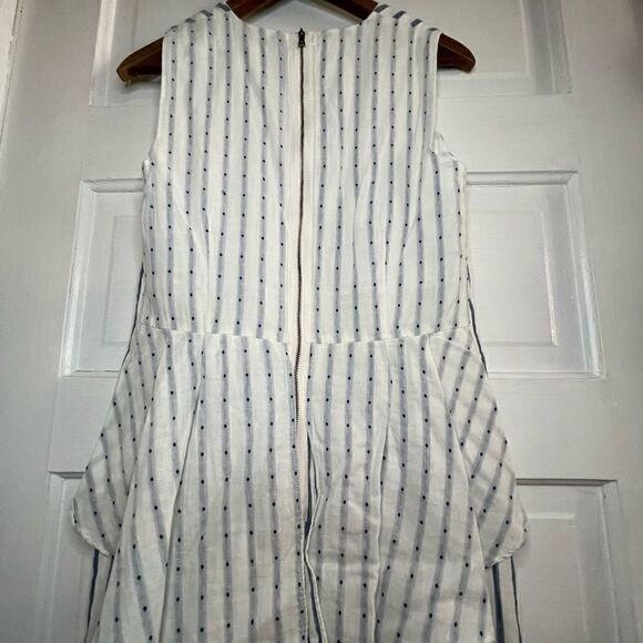 BCBGMaxAzria Blue & White Vertical Striped Sleeveless Dress w/ Exposed Zipper - Picture 13 of 13